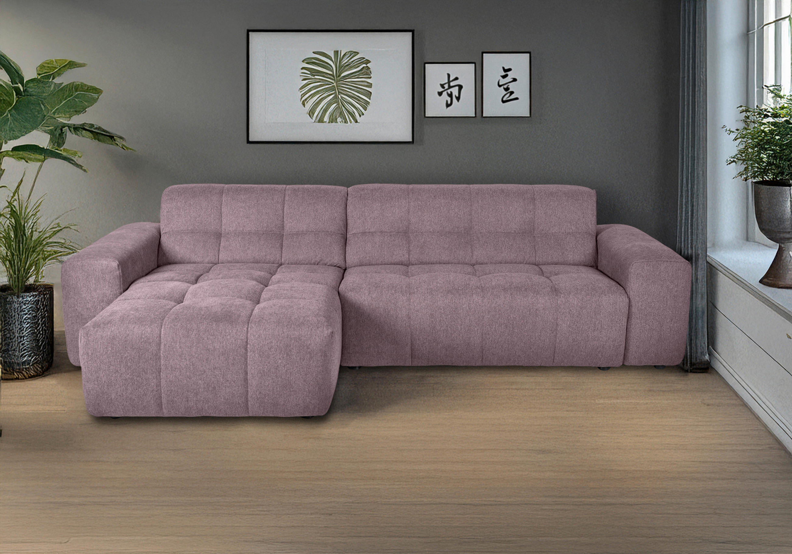 ECKSOFA Altrosa Webstoff  - Schwarz/Altrosa, KONVENTIONELL, Kunststoff/Textil (301/160cm) - Carryhome