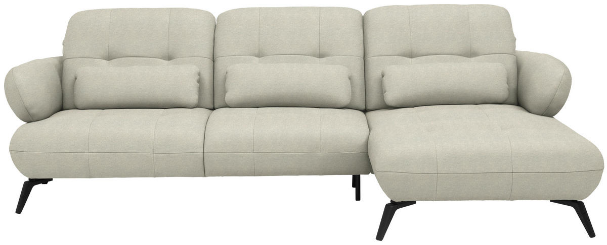ECKSOFA Flachgewebe Sandfarben  - Sandfarben/Schwarz, Design, Textil/Metall (282/189cm) - Novel