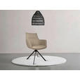 ARMLEHNSTUHL  Sitzfläche 360° drehbar, automatische Rückholfunktion  Echtleder  - Taupe/Schwarz, Design, Leder/Metall (60/89,5/64cm) - Novel