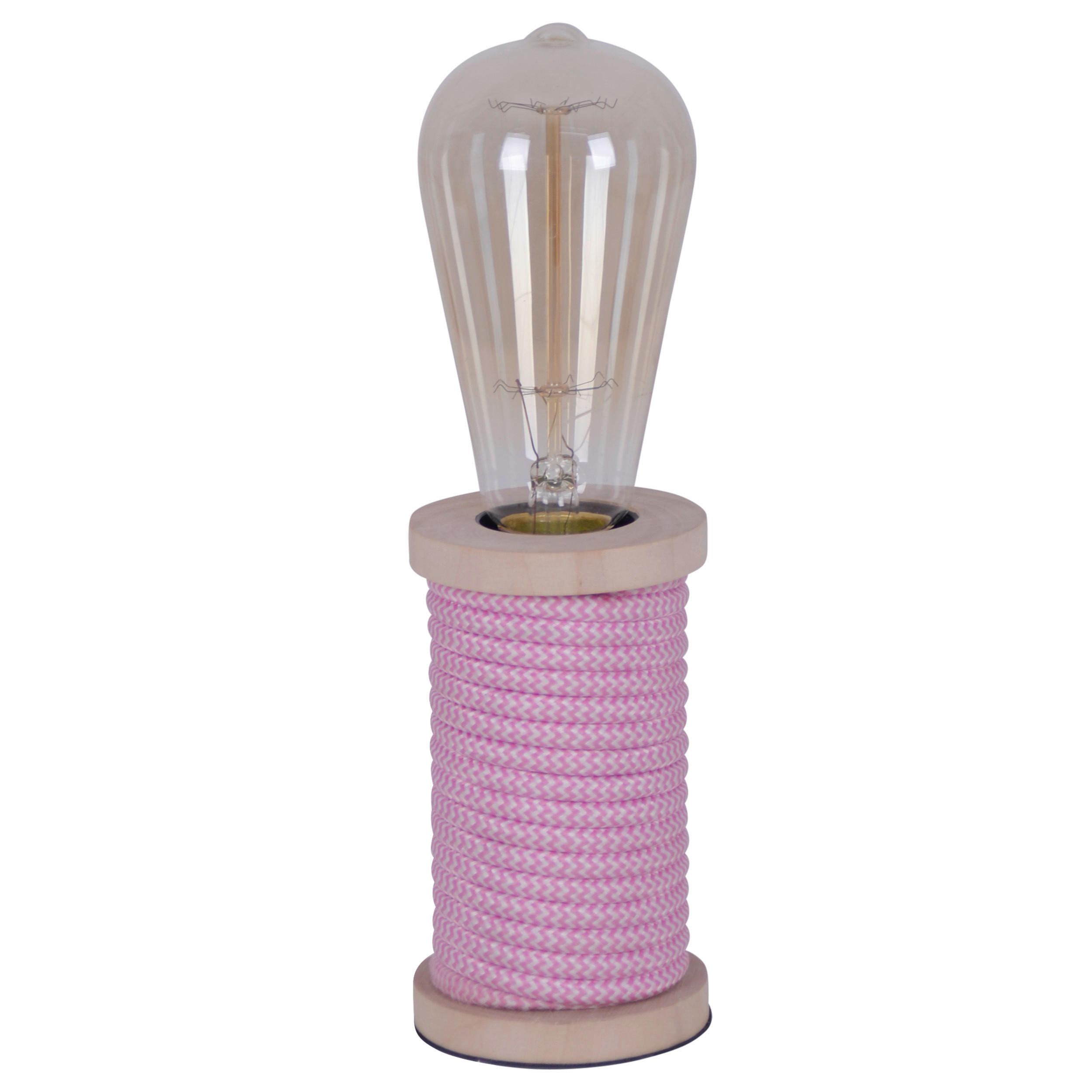 TISCHLEUCHTE 7/12 cm   - Pink/Naturfarben, Design, Holz/Textil (7/12cm) - Näve