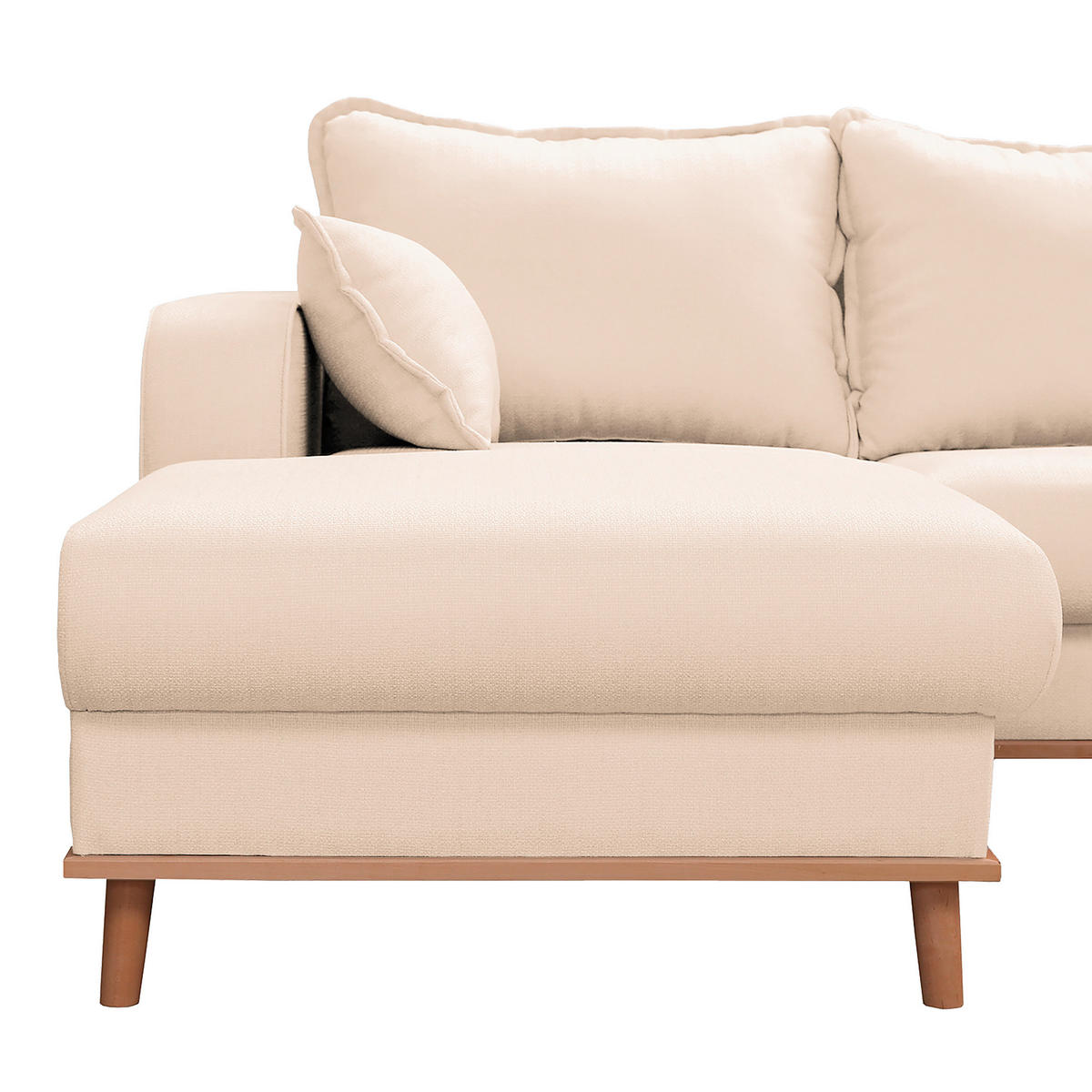 WOHNLANDSCHAFT Ecru  - Wengefarben/Ecru, Design, Holz/Textil (170/296/167cm) - Livetastic