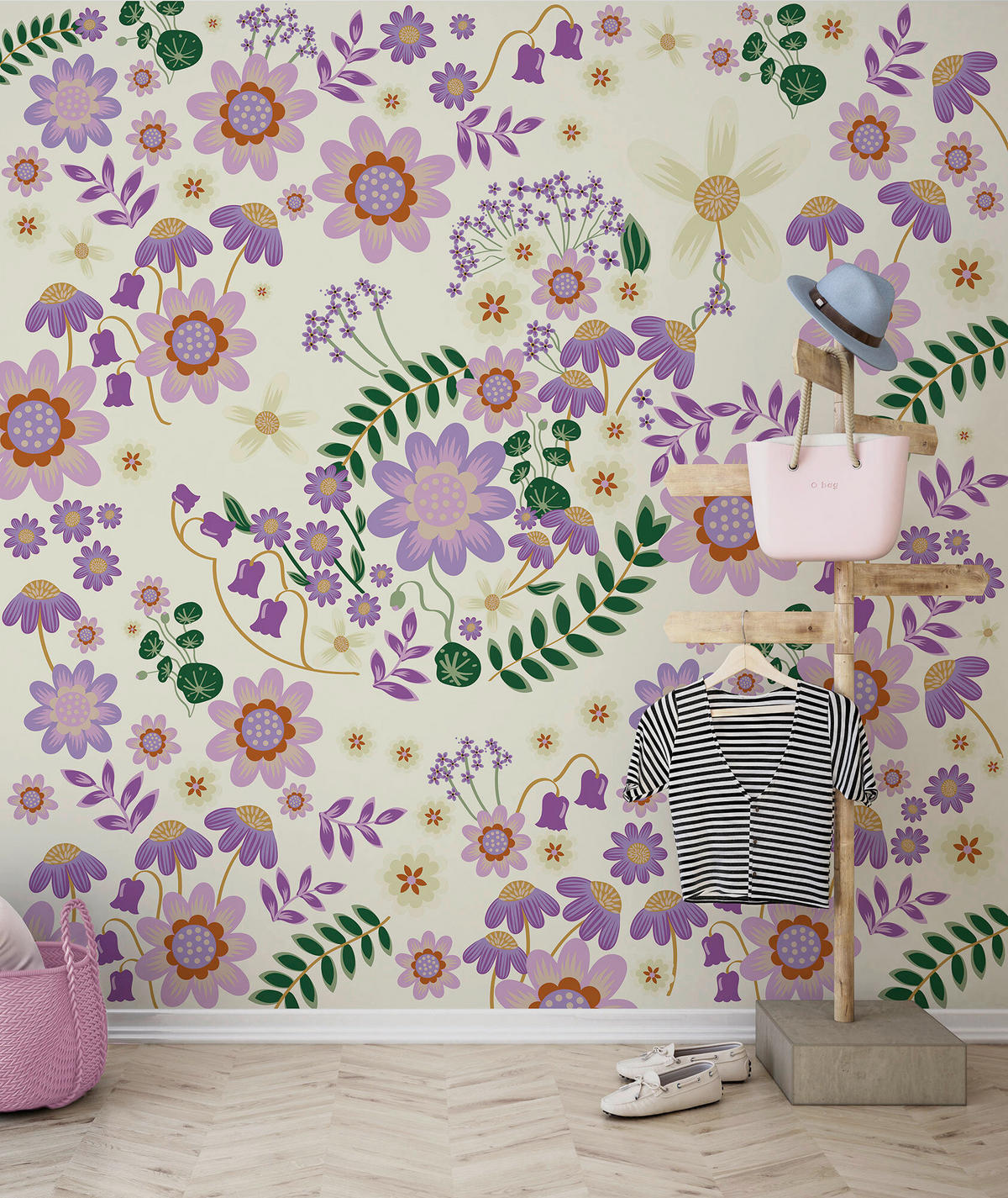 FOTOTAPETE MINNIE MOUSE GARDENING CLUB  - Lila/Naturfarben, Design, Textil (250/250cm) - Disney