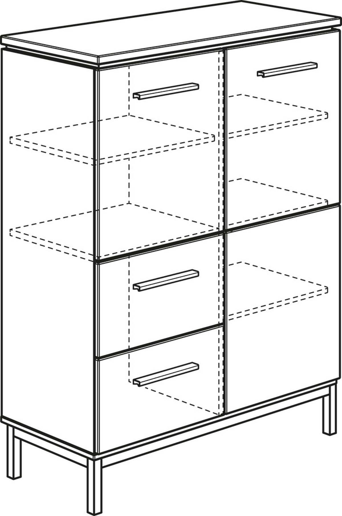 KOMÓD Benne  - világosszürke/tölgyfa, Basics, faalapú anyag/fa (90,9/117,4/39,6cm) - Paidi