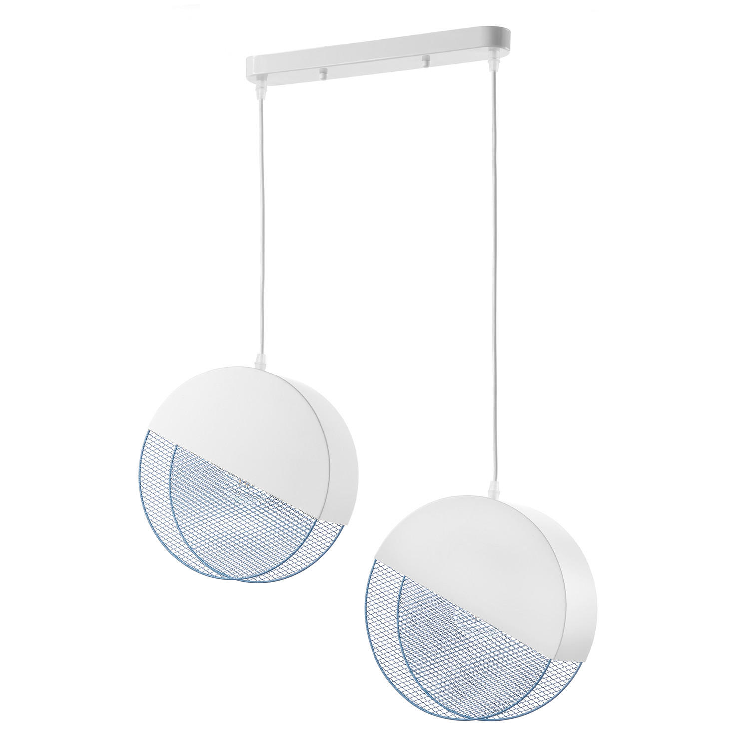 HÄNGELEUCHTE 5079 ROLLO 60/13/100 cm   - Weiß Hochglanz/Hellblau, Basics, Metall (60/13/100cm)