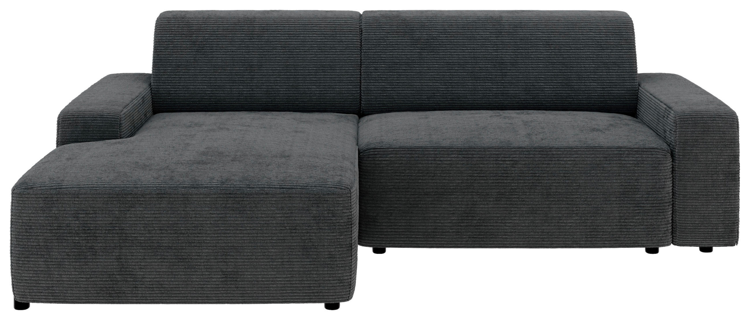 ECKSOFA in Cord Dunkelgrau - Dunkelgrau/Schwarz, Modern, Kunststoff/Textil (162/246cm) - Trendmanufaktur