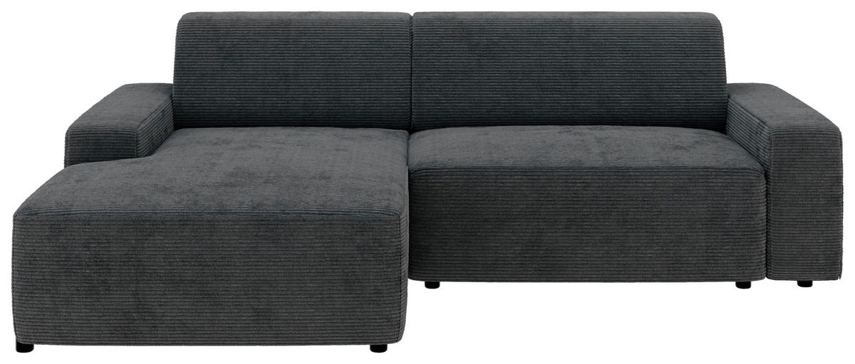 ECKSOFA in Cord Dunkelgrau  - Dunkelgrau/Schwarz, Modern, Kunststoff/Textil (162/246cm) - Trendmanufaktur