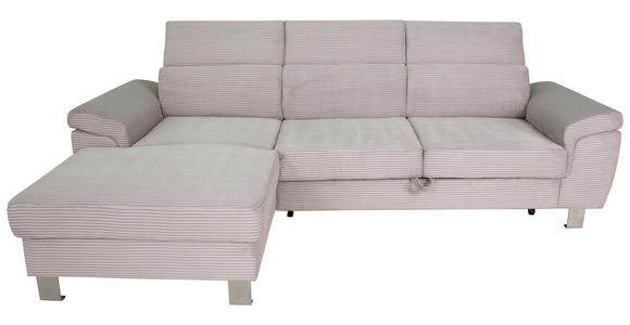 ECKSOFA inkl. Funktionen in Cord Hellgrau  - Silberfarben/Hellgrau, Design, Textil/Metall (167/250cm) - Xora