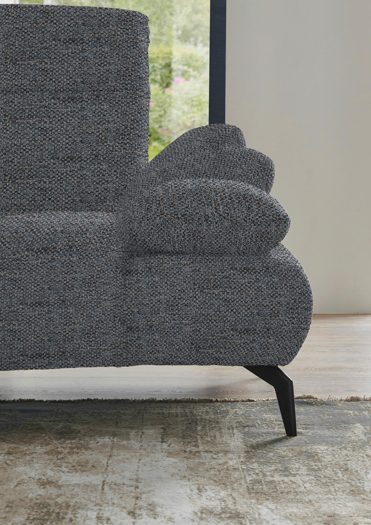 ECKSOFA in Webstoff Grau  290/223 cm  - Schwarz/Grau, Design, Textil/Metall (290/223cm) - Moderano