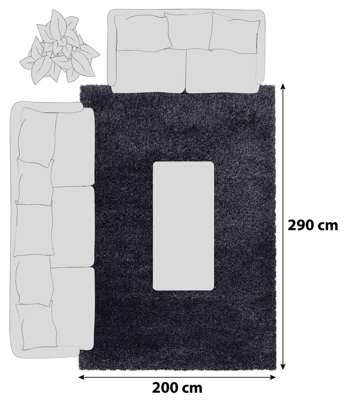 HOCHFLORTEPPICH 200/290 cm Fluffy 3500 Athrazit Anthrazit  - Anthrazit, Basics, Textil (200/290cm)