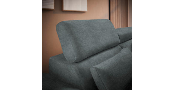 ECKSOFA in Samt Grau  - Schwarz/Grau, Design, Textil/Metall (299/264cm) - Novel