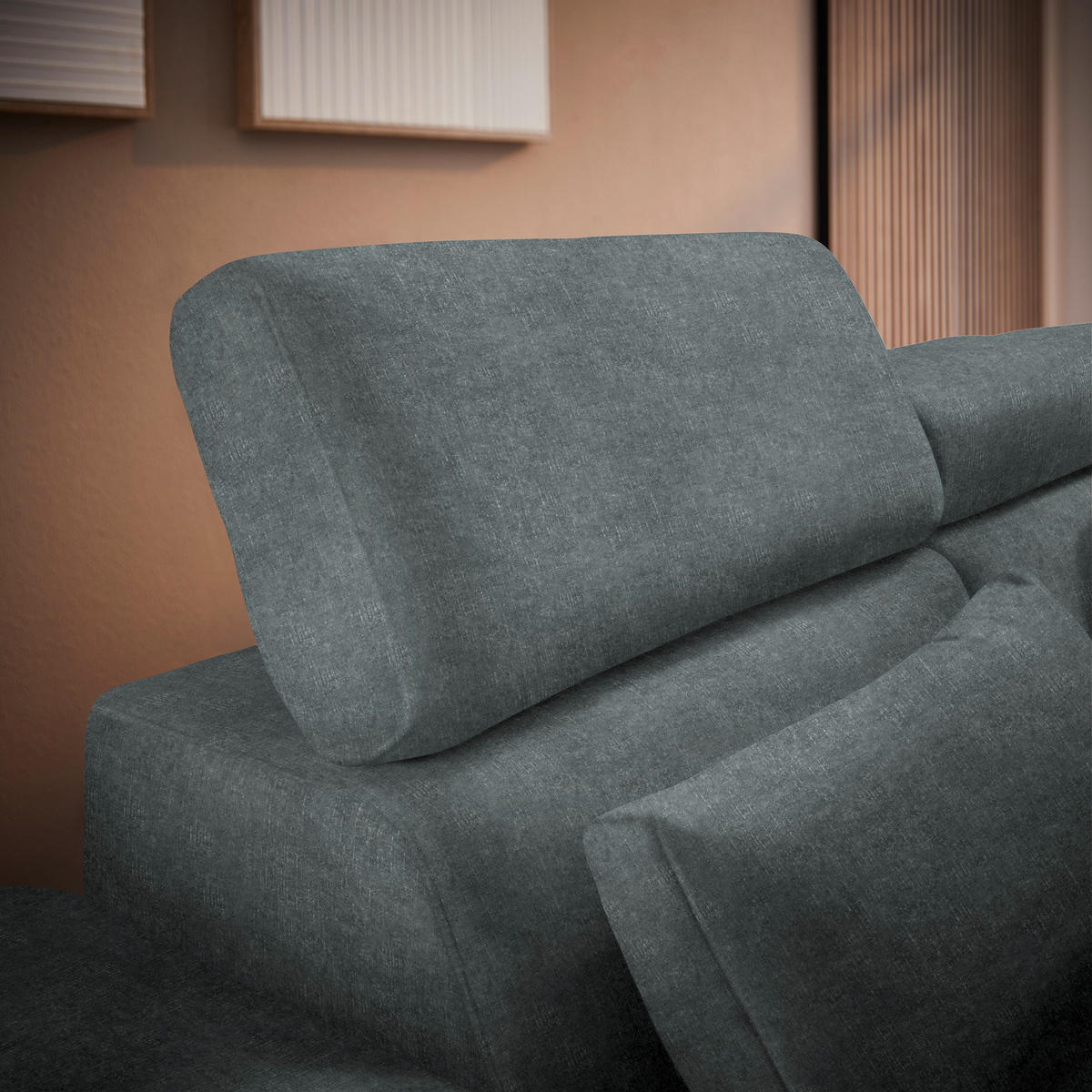 ECKSOFA Grau Velours  - Schwarz/Grau, Design, Textil/Metall (299/264cm) - Novel