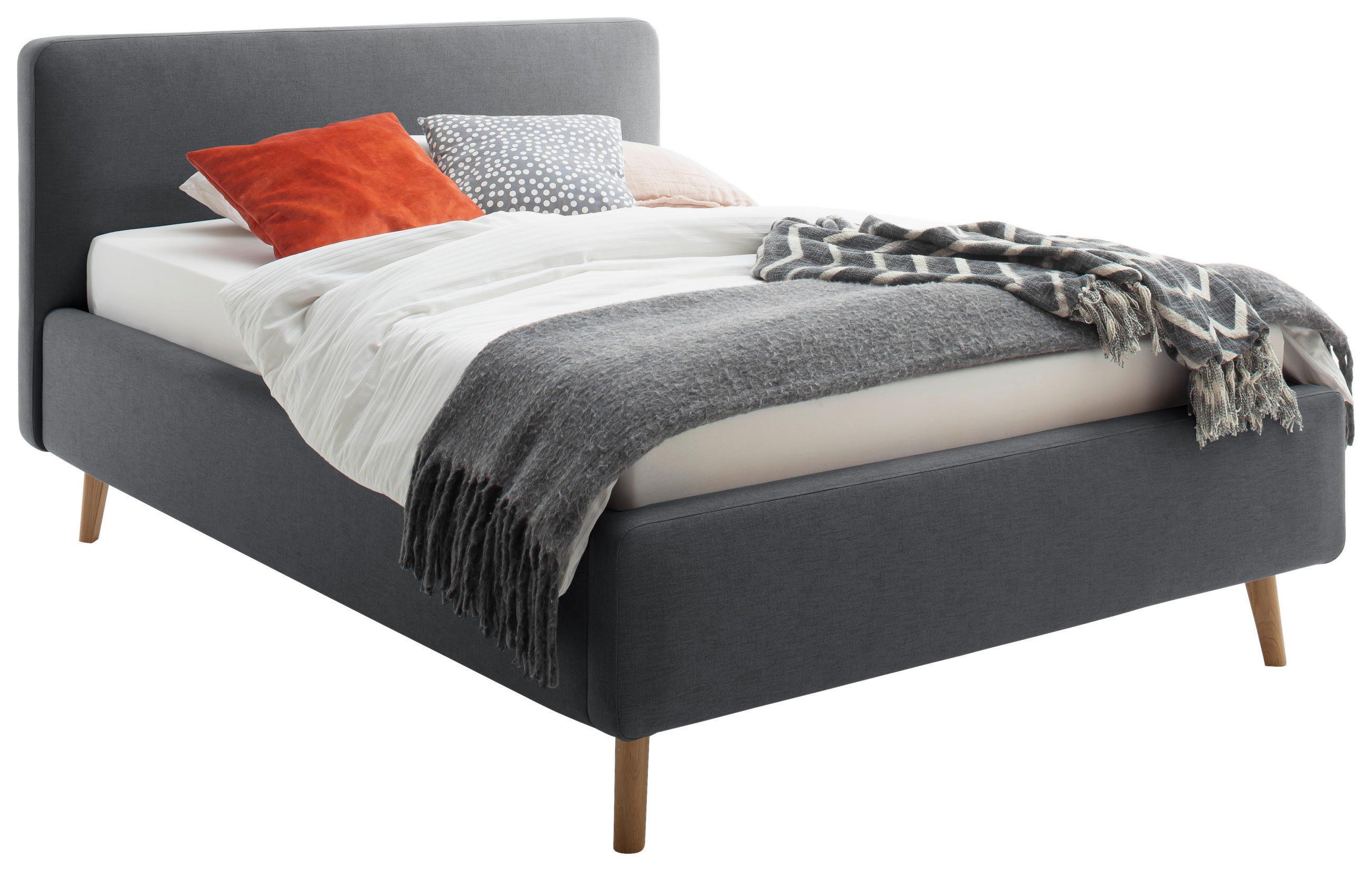 LIT REMBOURRÉ 140/200 cm  in Anthrazit  - Eichefarben/Anthrazit, Design, Holz/Textil (140/200cm) - Livetastic