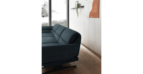 ECKSOFA Petrol Flachgewebe  - Petrol/Schwarz, Design, Textil/Metall (176-217/279-327cm) - Dieter Knoll