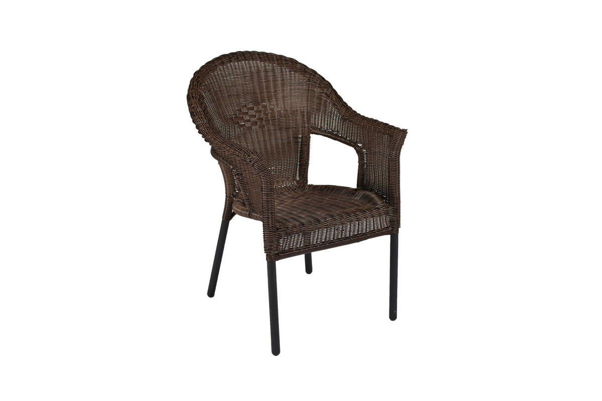 GARTENSESSEL-SET Metall, Kunststoff Graphitfarben, Dunkelbraun  - Dunkelbraun/Graphitfarben, KONVENTIONELL, Kunststoff/Metall (61/87/67cm) - Gardenson