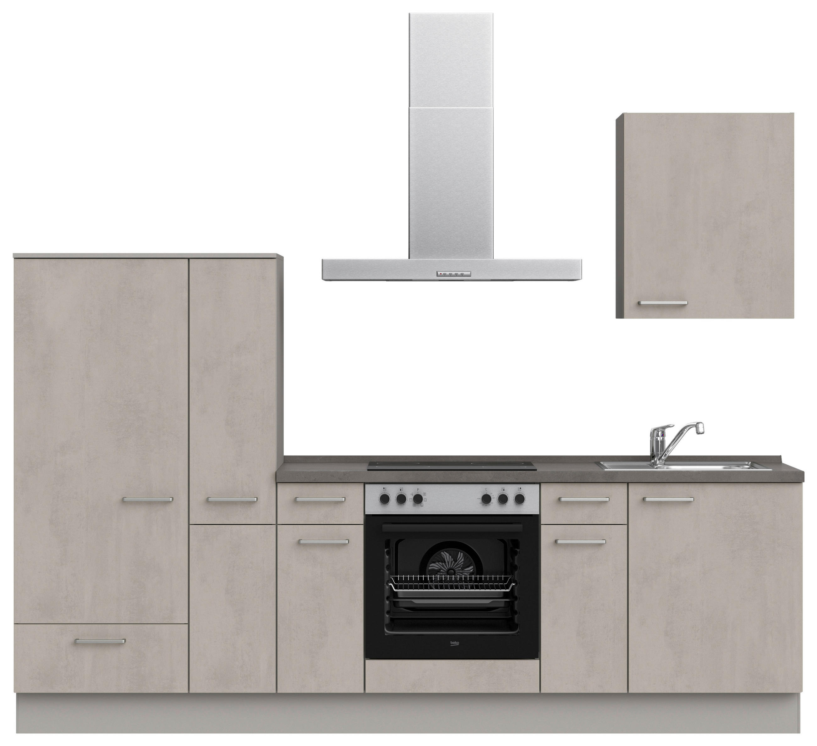 KÜCHENBLOCK 270 cm   in Grau, Schieferfarben  - Schieferfarben/Edelstahlfarben, MODERN, Holzwerkstoff/Metall (270cm) - Nobilia