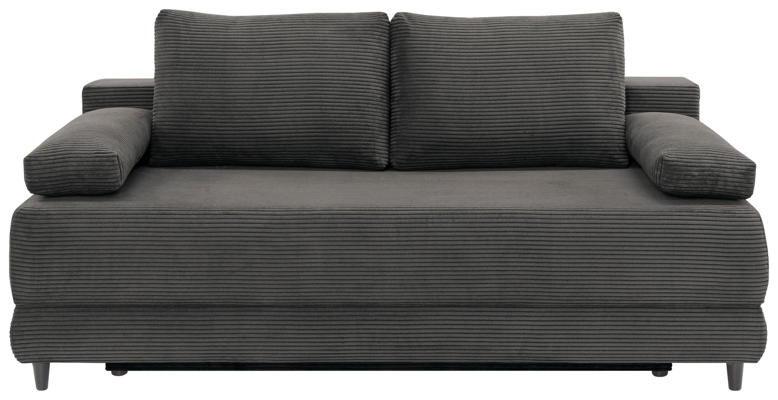 SCHLAFSOFA  mit Liegefunktion, Schlafen auf Sitzhöhe, Rücken echt Cord Graphitfarben  - Schwarz/Graphitfarben, KONVENTIONELL, Holz/Textil (196/96/103cm) - Carryhome