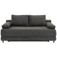 SCHLAFSOFA Cord Graphitfarben Rückenkissen, Armlehnenkissen, Bettkasten, Schlaffunktion, Rücken echt, Liegefläche im Originalstoff  - Schwarz/Graphitfarben, KONVENTIONELL, Holz/Textil (196/96/103cm) - Carryhome