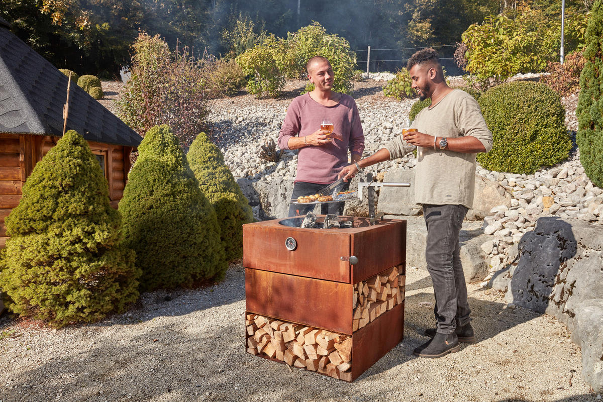 HOLZKOHLEGRILL - Rostfarben, Design, Metall (70/76/70cm) - Nouvel