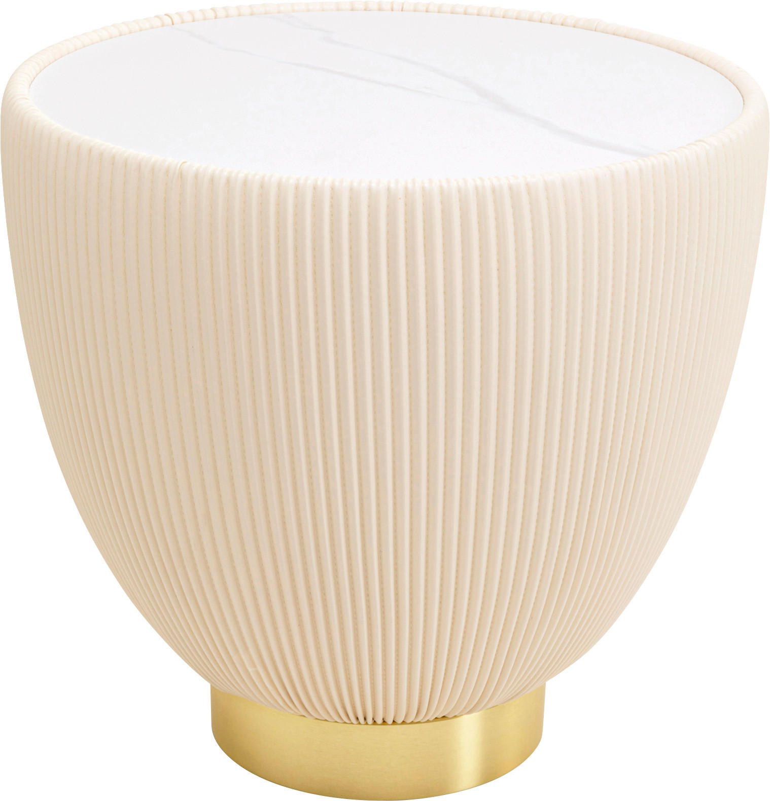 BEISTELLTISCH 47/47/45 cm Weiß, Goldfarben rund  - Goldfarben/Weiß, Design, Keramik/Holzwerkstoff (47/47/45cm) - Kare-Design