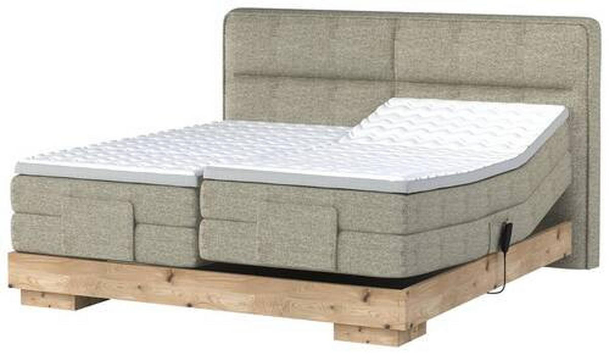 BOXSPRINGBETT 160/200 cm  in Eichefarben, Olivgrün  - Eichefarben/Olivgrün, Natur, Holz/Holzwerkstoff (160/200cm) - Valnatura
