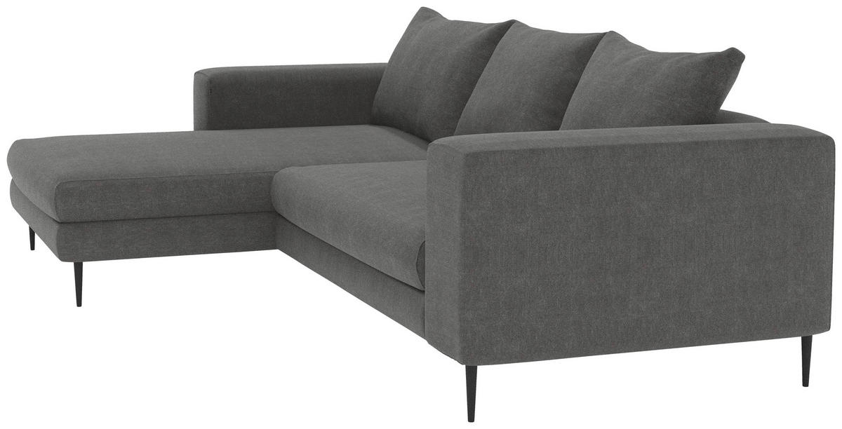 ECKSOFA AURORA Dunkelgrau Struktur  - Dunkelgrau/Schwarz, MODERN, Textil/Metall (170/325cm) - Trendmanufaktur