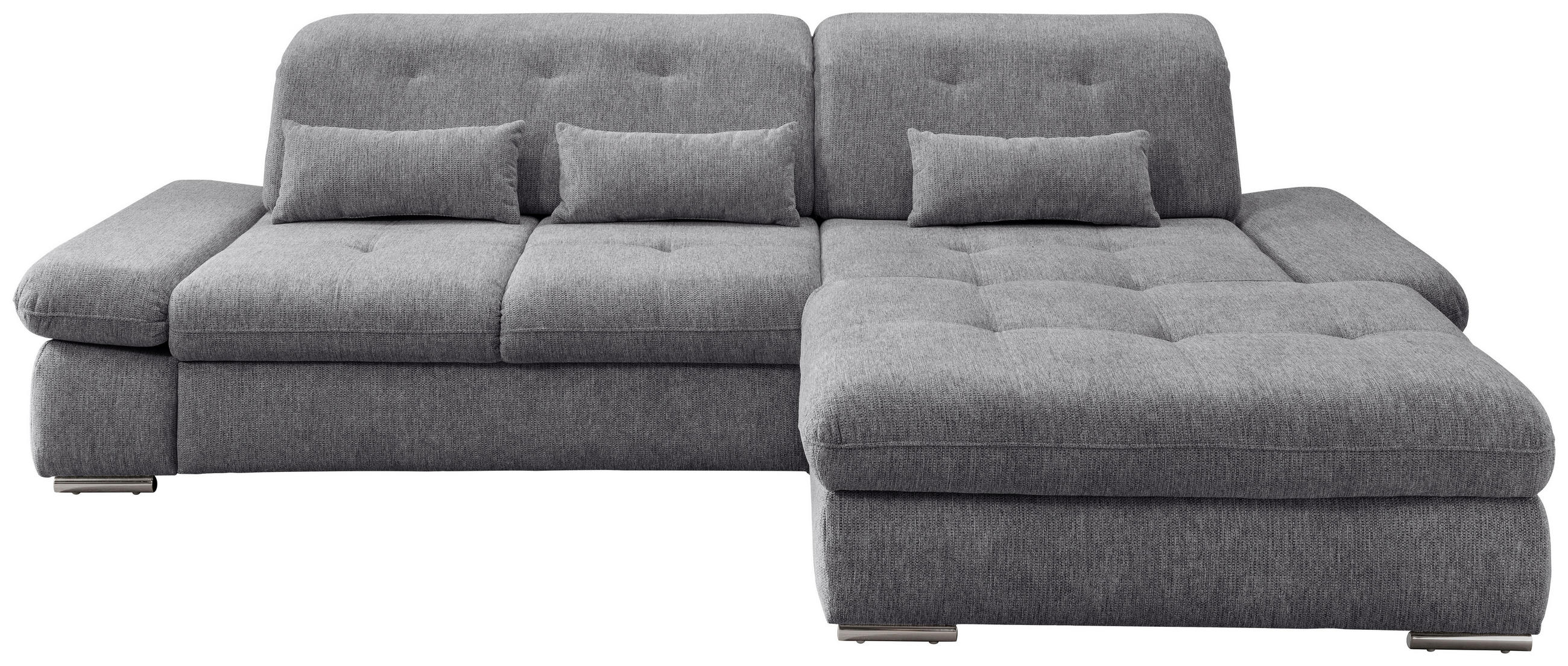 ECKSOFA in Chenille Dunkelgrau - Chromfarben/Dunkelgrau, Modern, Textil/Metall (300/196cm) - Livetastic