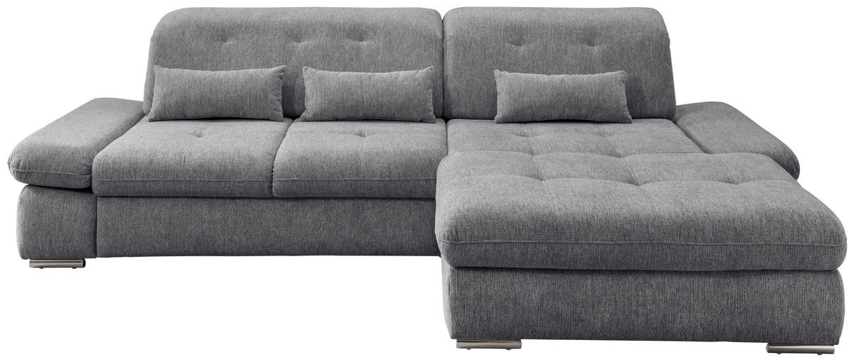ECKSOFA in Chenille Dunkelgrau  - Chromfarben/Dunkelgrau, MODERN, Textil/Metall (300/196cm) - Livetastic