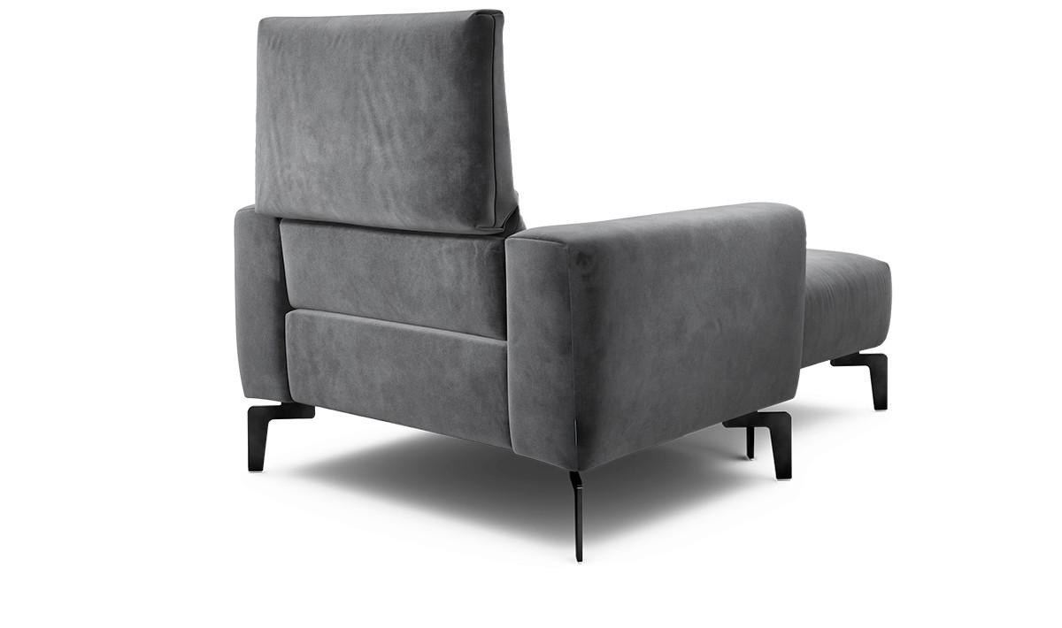 Sessel inkl. Hocker in Samt Anthrazit  - Anthrazit/Schwarz, Design, Textil/Metall (110/85/86-94cm) - SENSOO