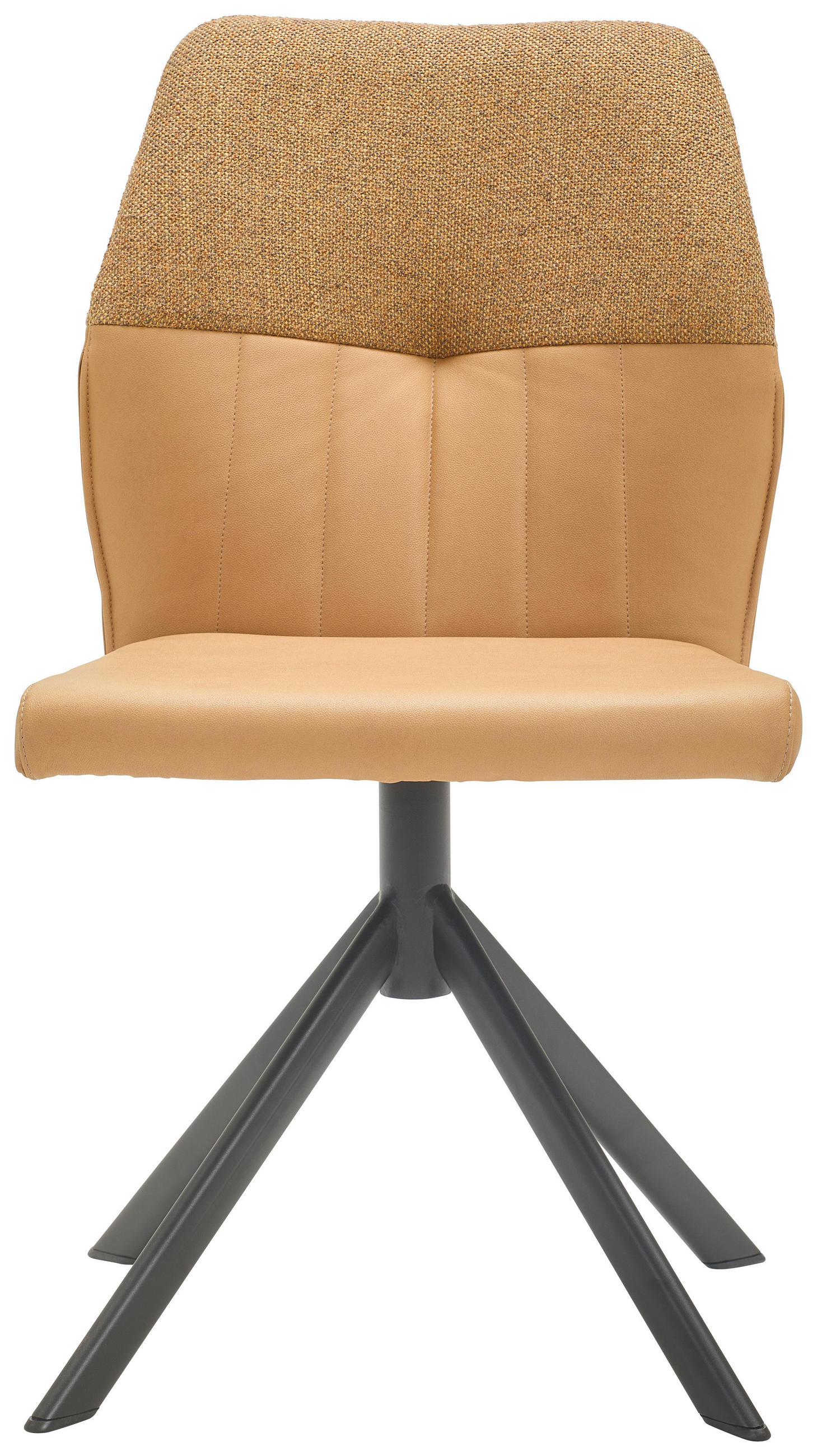STUHL  in Lederlook, Webstoff  - Currygelb/Schwarz, Konventionell, Textil/Metall (49,5/87/62,5cm) - Valdera