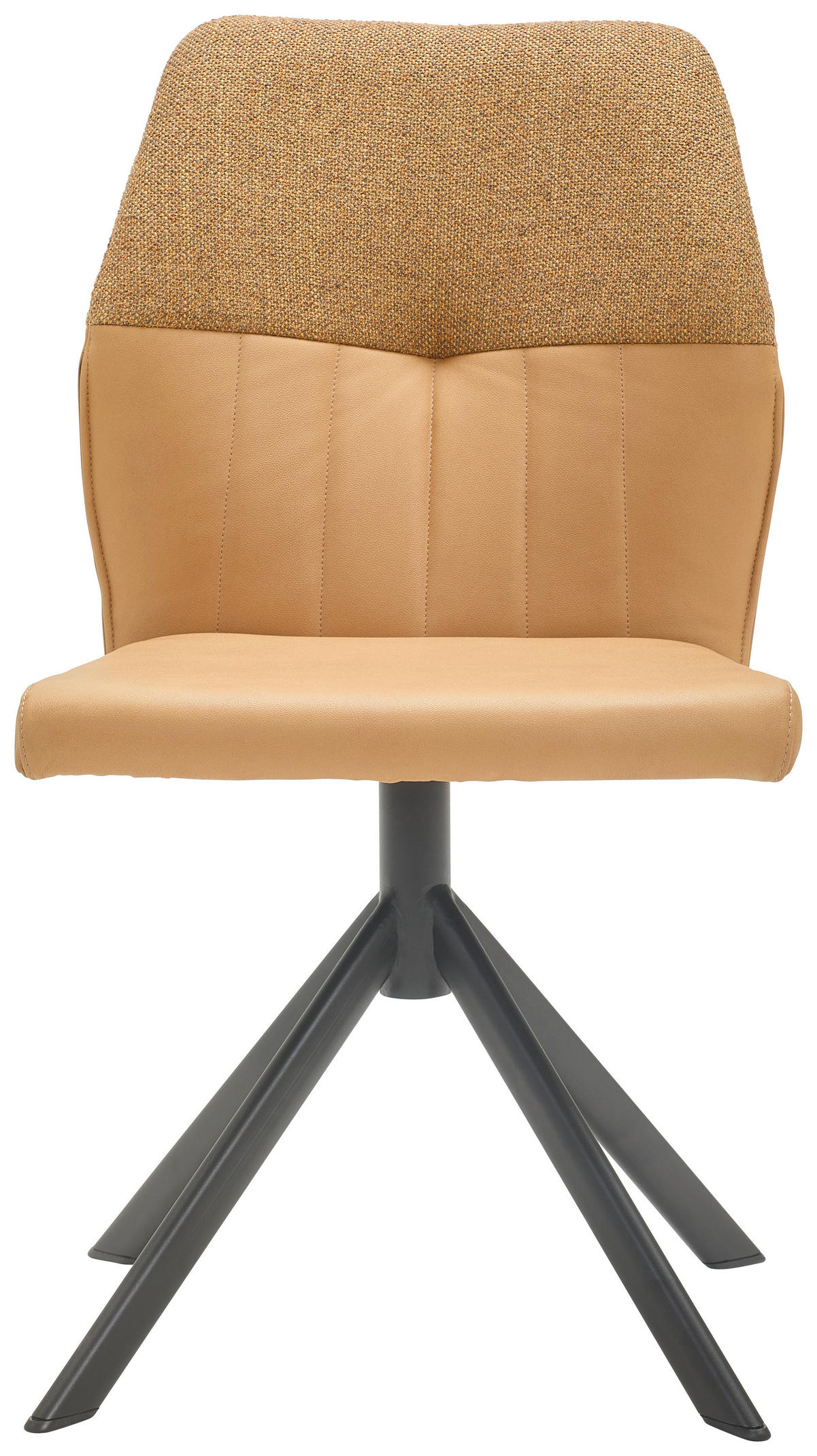 STUHL  in Lederlook, Webstoff  - Currygelb/Schwarz, Konventionell, Textil/Metall (49,5/87/62,5cm) - Valdera