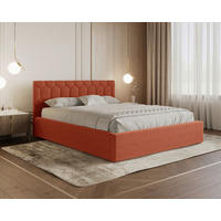 POLSTERBETT 180/200 cm,  in Orange, Lattenrost, Bettkasten,  - Schwarz/Orange, MODERN, Holz/Kunststoff (180/200cm) - Livetastic