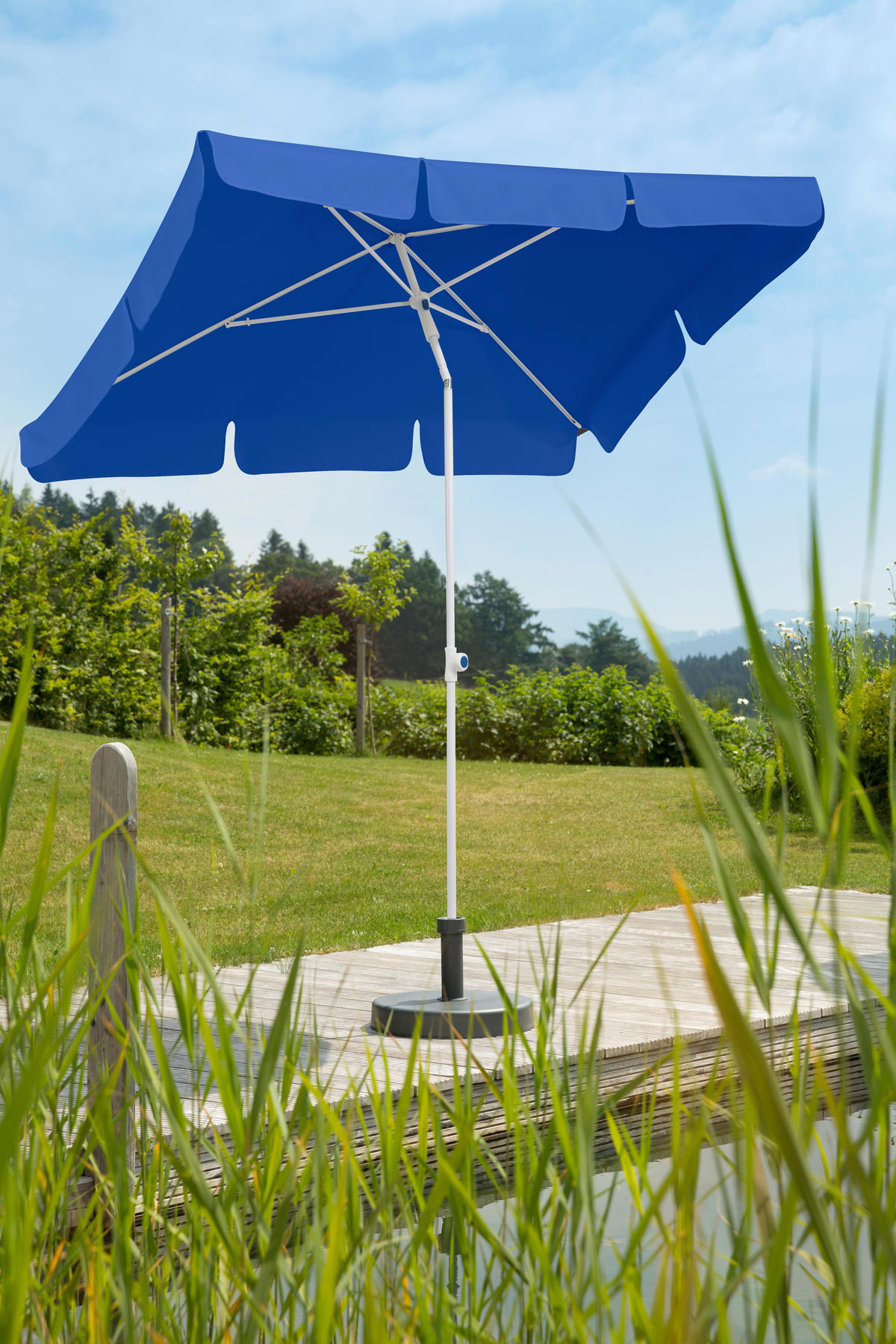 SONNENSCHIRM 180 cm Blau  - Blau/Weiß, Basics, Textil/Metall (120/225/180cm) - Schneider