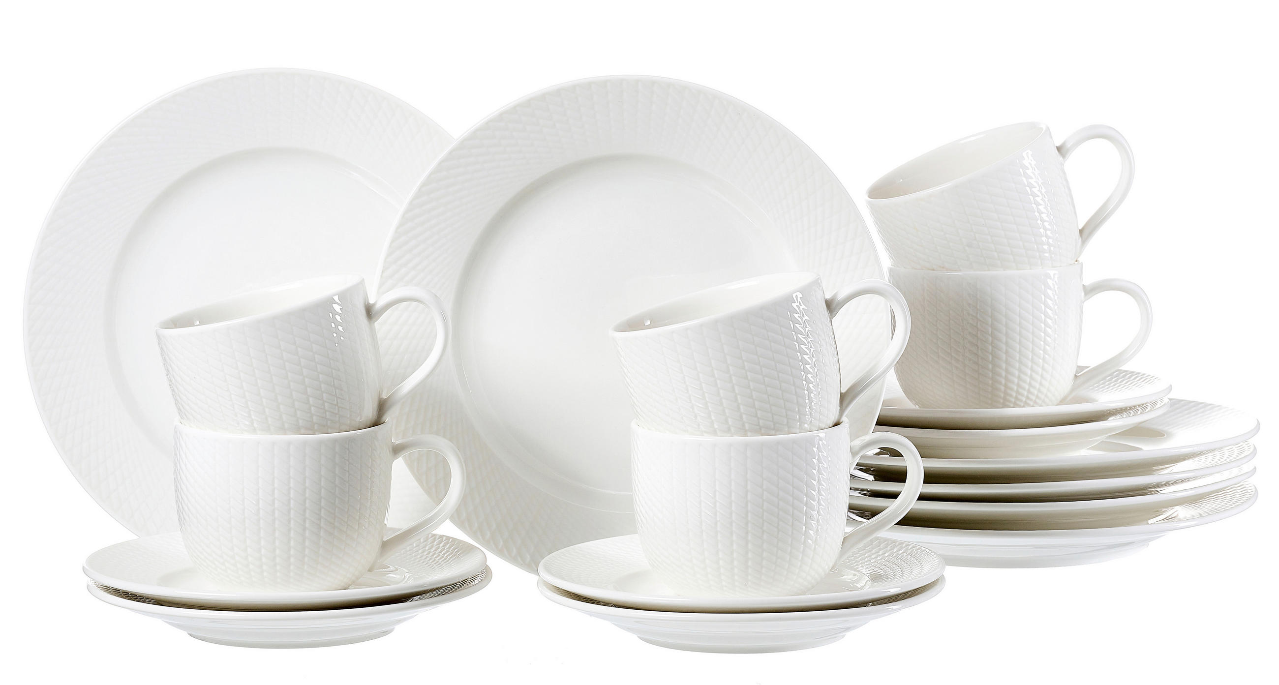 KAFFEESERVICE Weiß 18-teilig Saphir  - Weiß, KONVENTIONELL, Keramik (34,5/18,5/22,5cm) - Ritzenhoff Breker