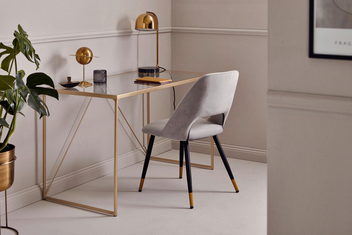 SCHREIBTISCH 120/60/73 cm  in Klar, Goldfarben  - Klar/Goldfarben, Konventionell, Glas/Metall (120/60/73cm) - Livetastic