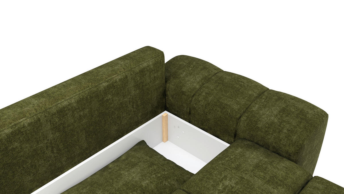 BIGSOFA Chenille Olivgrün  - Schwarz/Olivgrün, KONVENTIONELL, Kunststoff/Textil (266/89/104cm) - Carryhome