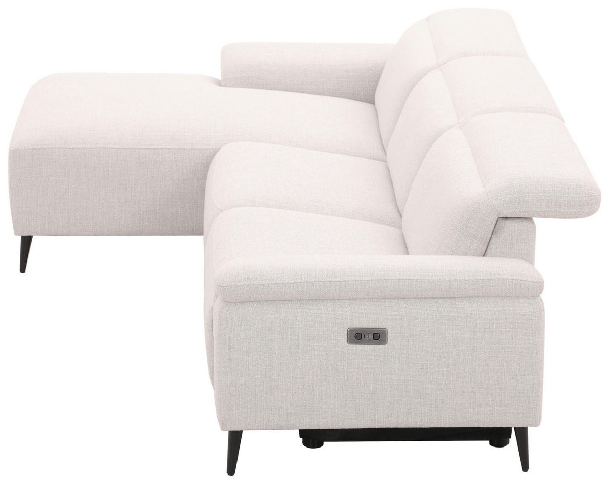 ECKSOFA inkl. Funktionen Hellgrau Leinenoptik  - Schwarzchrom/Hellgrau, Design, Holz/Kunststoff (270/75/171cm) - Xora