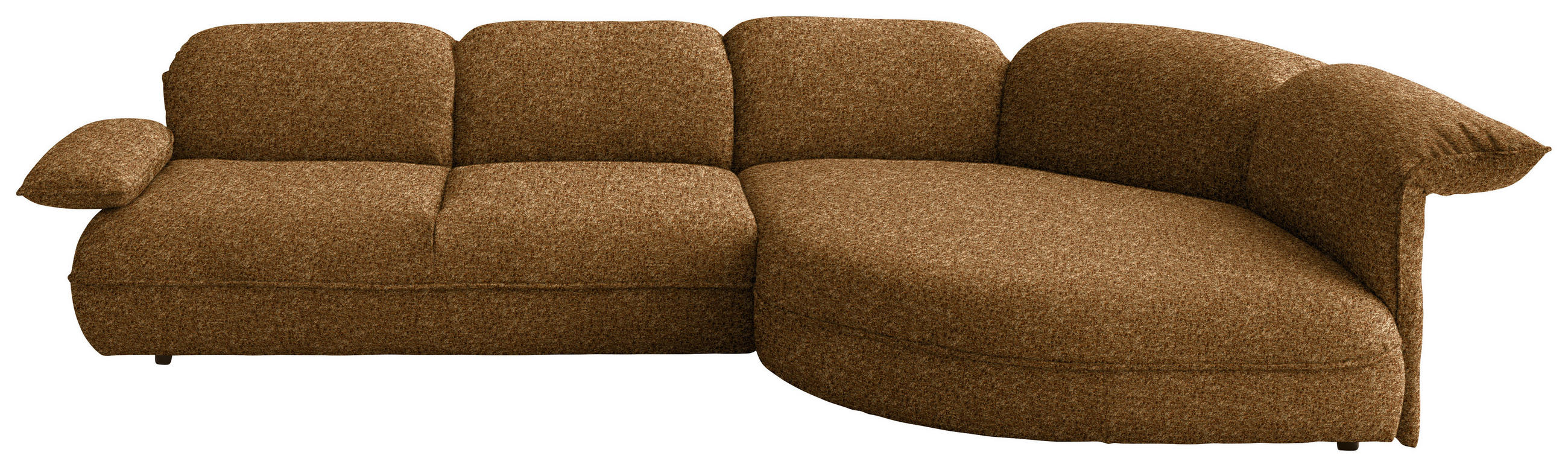 ECKSOFA Chenille Cognac  - Cognac/Schwarz, Design, Kunststoff/Textil (343/154cm) - Koinor