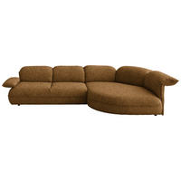 ECKSOFA Chenille Cognac  - Cognac/Schwarz, Design, Kunststoff/Textil (343/154cm) - Koinor