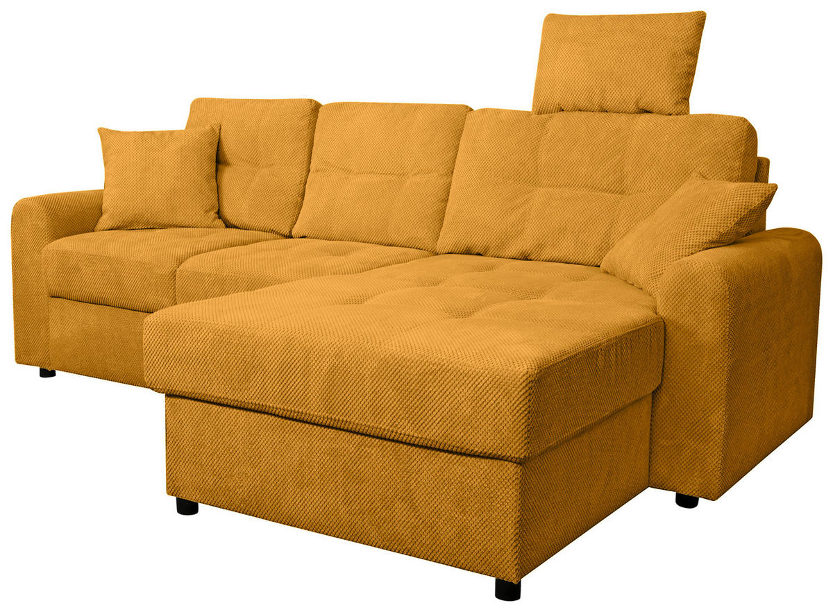 ECKSOFA Currygelb Chenille  - Currygelb/Schwarz, KONVENTIONELL, Kunststoff/Textil (232/153cm) - Carryhome