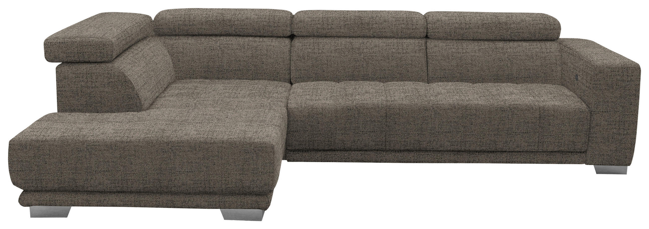 ECKSOFA in Chenille Hellbraun  - Chromfarben/Hellbraun, Design, Textil (207/301cm) - Xora