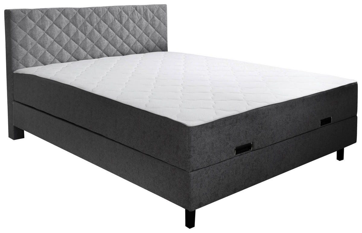 POSTELJA Z VZMETNICO 180 cm   x 200 cm  , les, tekstil siva  - črna/siva, Konvencionalno, tekstil/les (180/200cm) - Boxxx