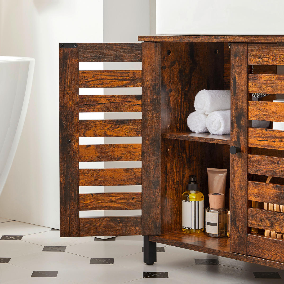 WASCHBECKENUNTERSCHRANK 60/60/30 cm  - Schwarz/Braun, MODERN, Holzwerkstoff/Kunststoff (60/60/30cm) - MID.YOU