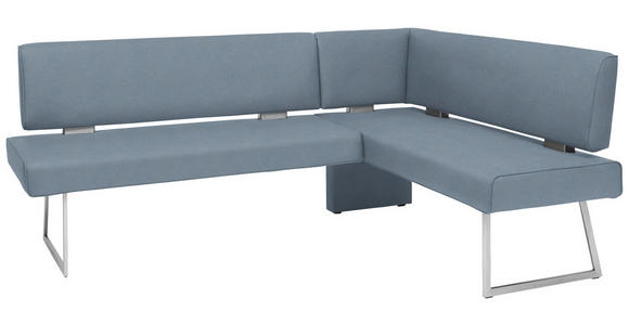 ECKBANK 185/160 cm  in Blau, Edelstahlfarben  - Blau/Edelstahlfarben, Design, Textil/Metall (185/160cm) - Dieter Knoll