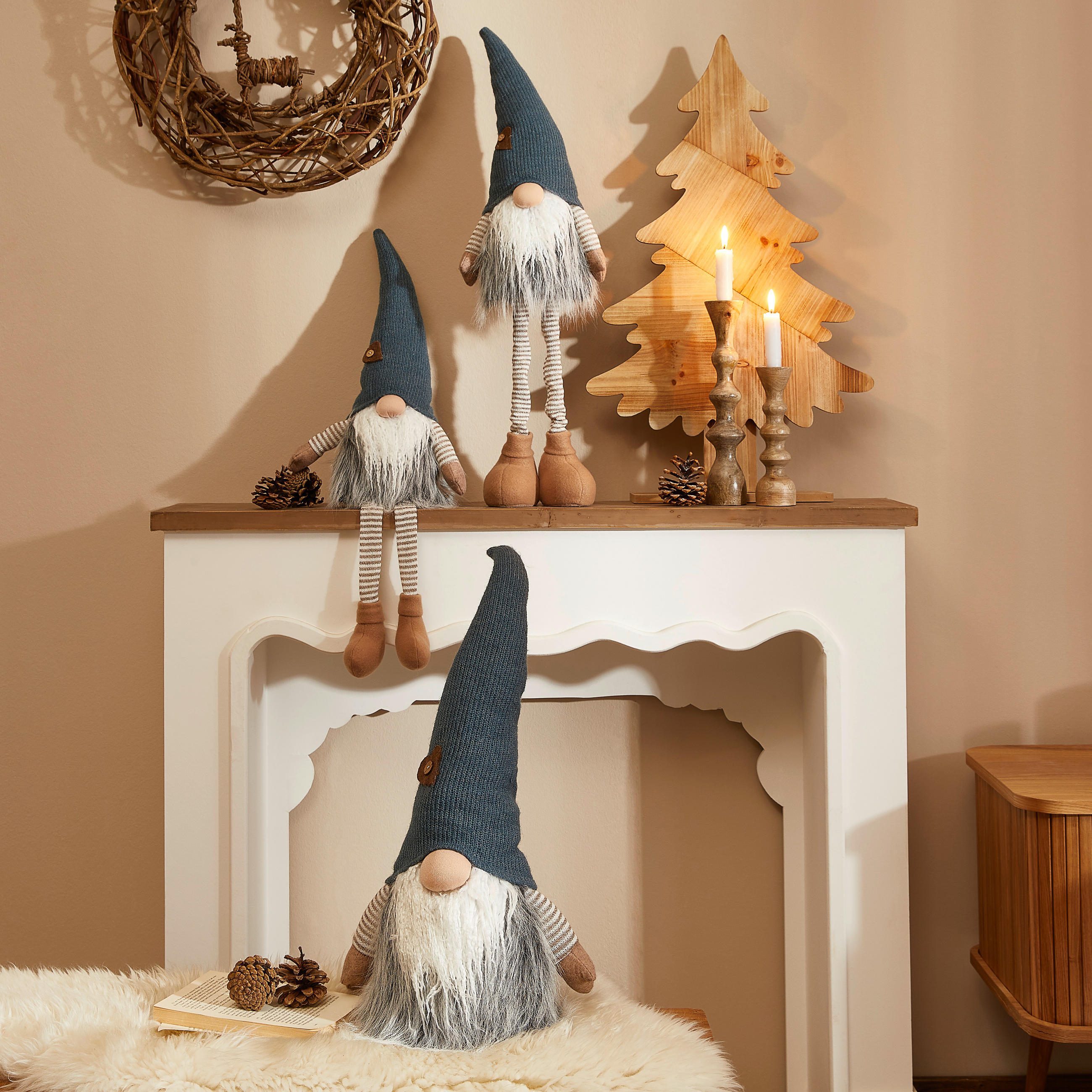 PALČEK - svetlo rjava/krem barve, Trendi, kamen/tekstil (22/71/13cm) - X-Mas
