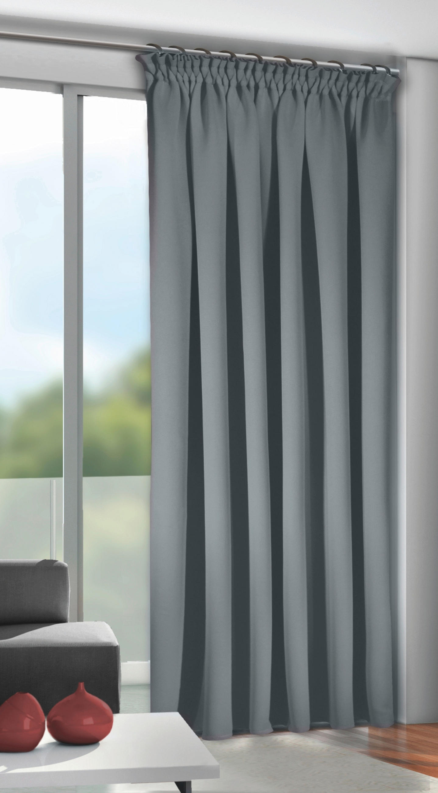 SCHLAUFENSCHAL  black-out (lichtundurchlässig)  140/245 cm   - Anthrazit, Basics, Textil (140/245cm)