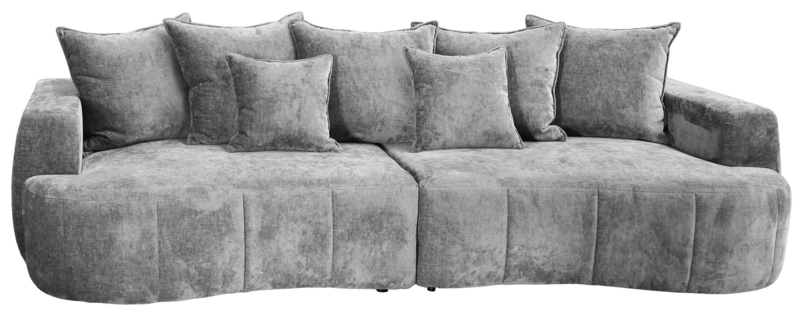 BOXSPRINGSOFA Velours Grau  - Schwarz/Grau, Trend, Kunststoff/Textil (292/71-99/127cm) - Livetastic