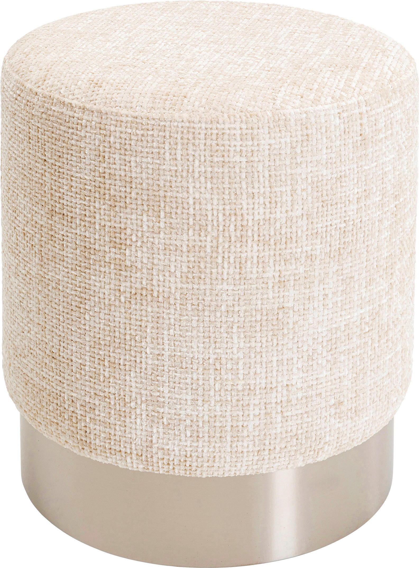 HOCKER Webstoff Silberfarben, Beige  - Beige/Silberfarben, KONVENTIONELL, Textil/Metall (39/47/39cm) - Kare-Design