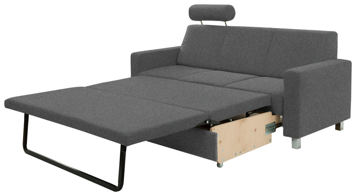 3-SITZER-SOFA in Flachgewebe Grau  - Chromfarben/Grau, Design, Textil/Metall (195/83/85cm) - Xora