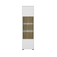 VITRINE in Eichefarben, Weiß  - Eichefarben/Schwarz, Design, Glas/Holzwerkstoff (48/180/38cm) - MID.YOU
