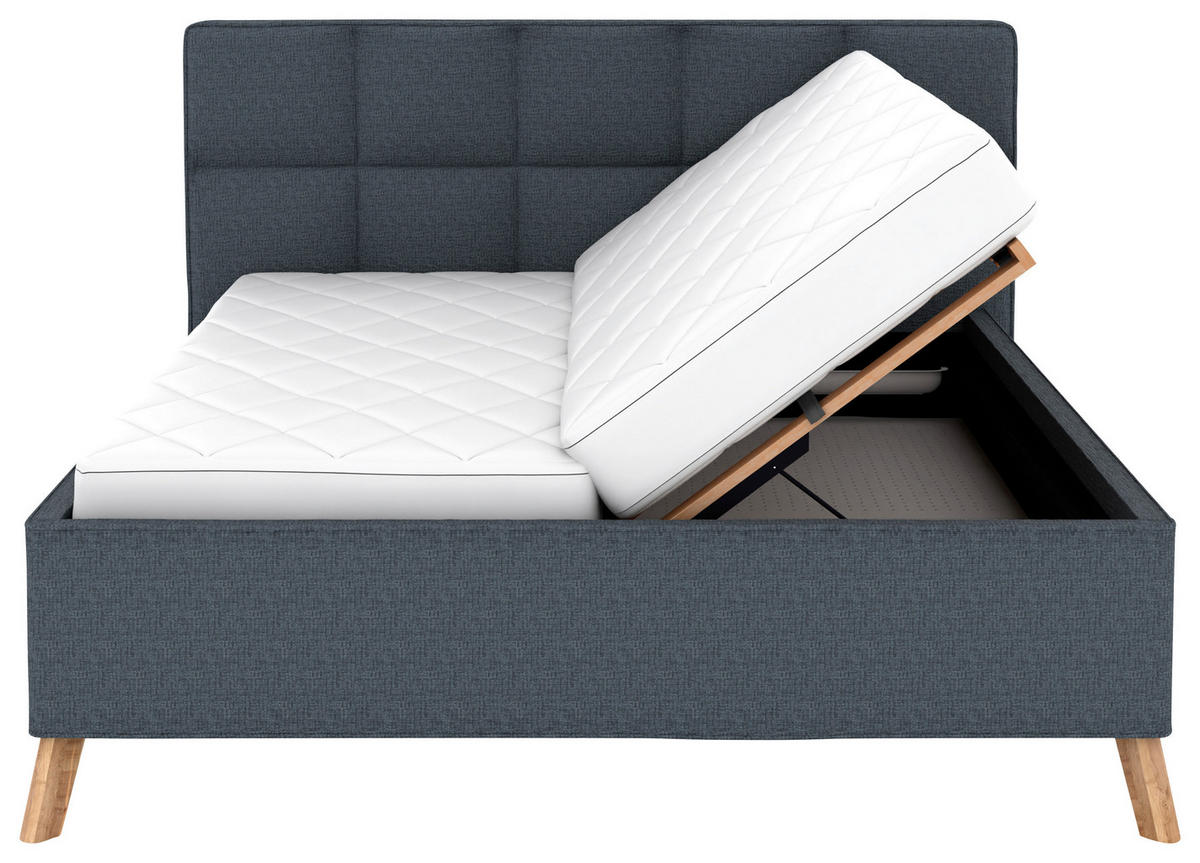 POLSTERBETT Bettkasten, motorische Verstellbarkeit, Fernbedienung, Lattenroste, Matratzen 180/200 cm  in Dunkelblau  - Schwarz/Weiß, KONVENTIONELL, Holz/Textil (180/200cm) - Musterring